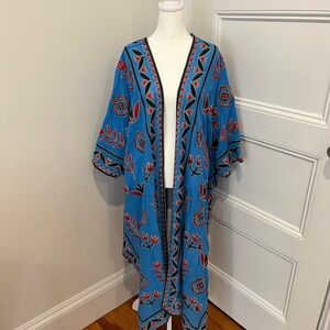 Zara Embroidered Kaftan Kimono Coverup Kimono Size S/M New With Tags $229